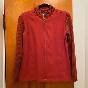 Zip Up Shirt with Ribbed Sleeves